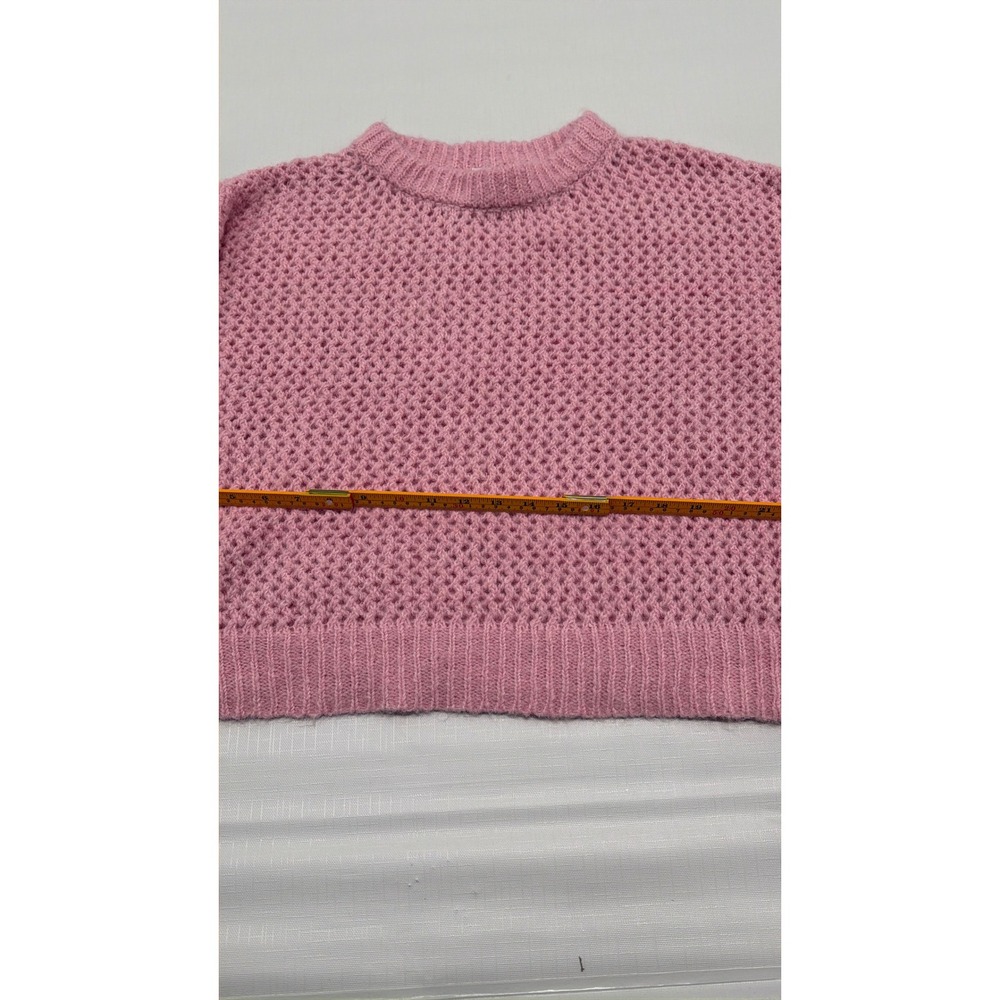Wild Fable Pink Open Knit Sweater Womens Crew Neck Long Sleeve Pullover size M - Picture 5 of 8